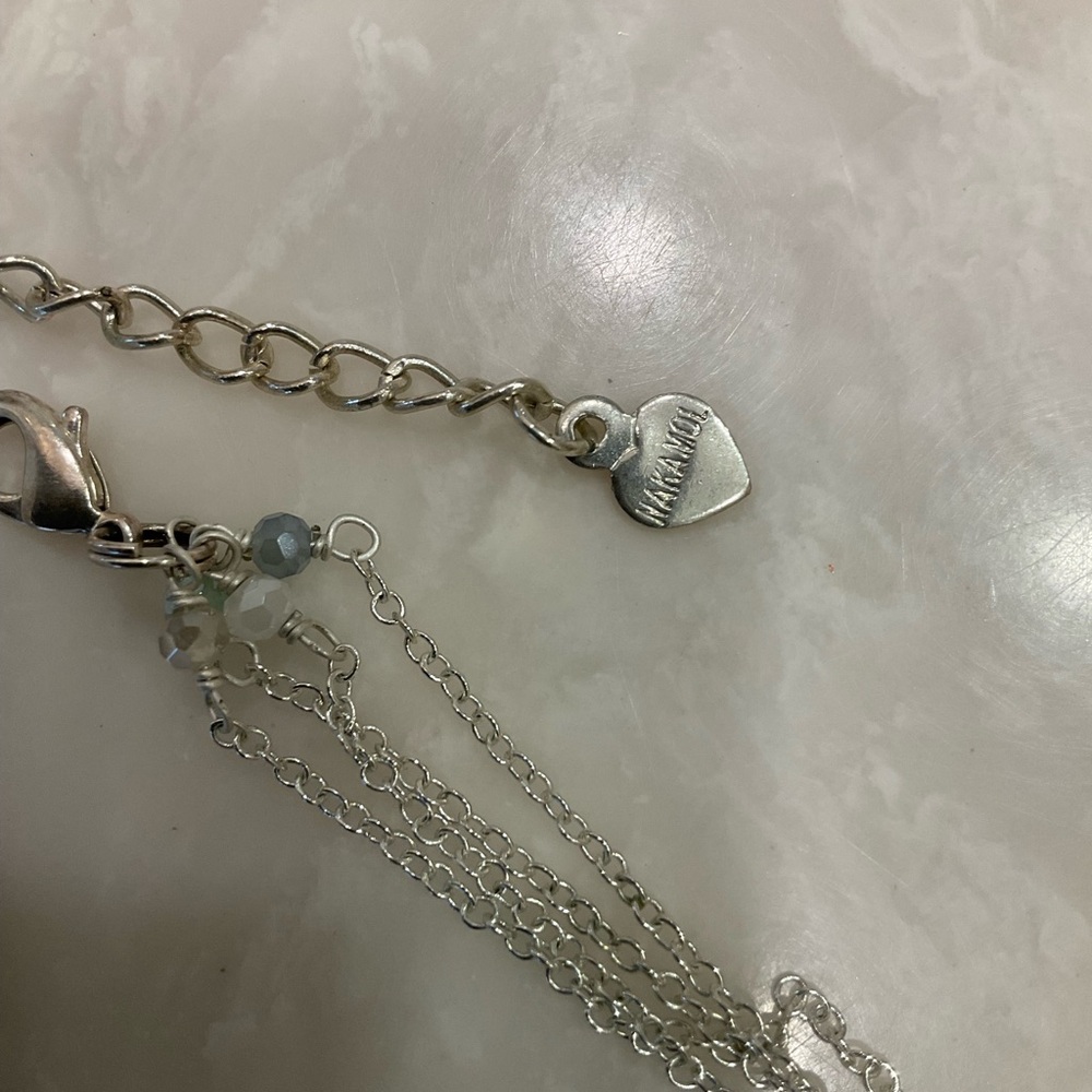 Long Nakamol Green Bead and Silver Chain Fringe Necklace, Excellent Condition - Picture 7 of 10